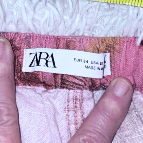 50%off w♥️ ZARA Linen Blend Tropical Palm Tree Printed Pants Relaxed size 2 - Picture 7 of 11